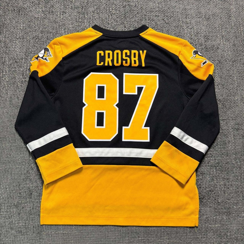 NHL Sidney Crosby Pittsburgh Penguins Youth Jersey Black Gold 87 Captain C